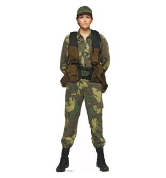 Female Soldier Life-Size Cardboard Cutout